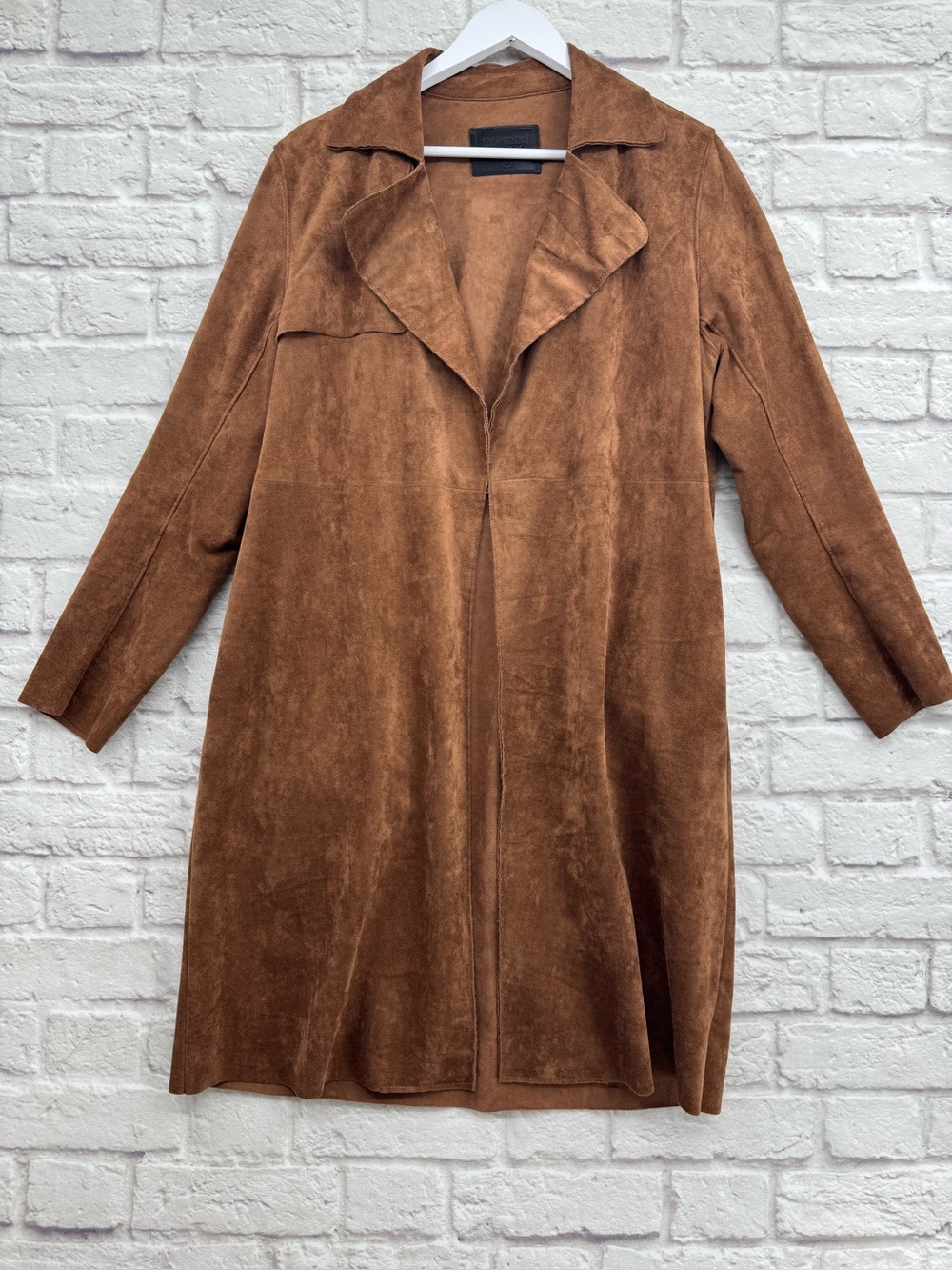 Blank NYC Faux Suede Duster Coat Size S Brown Western Boho BELT MISSING